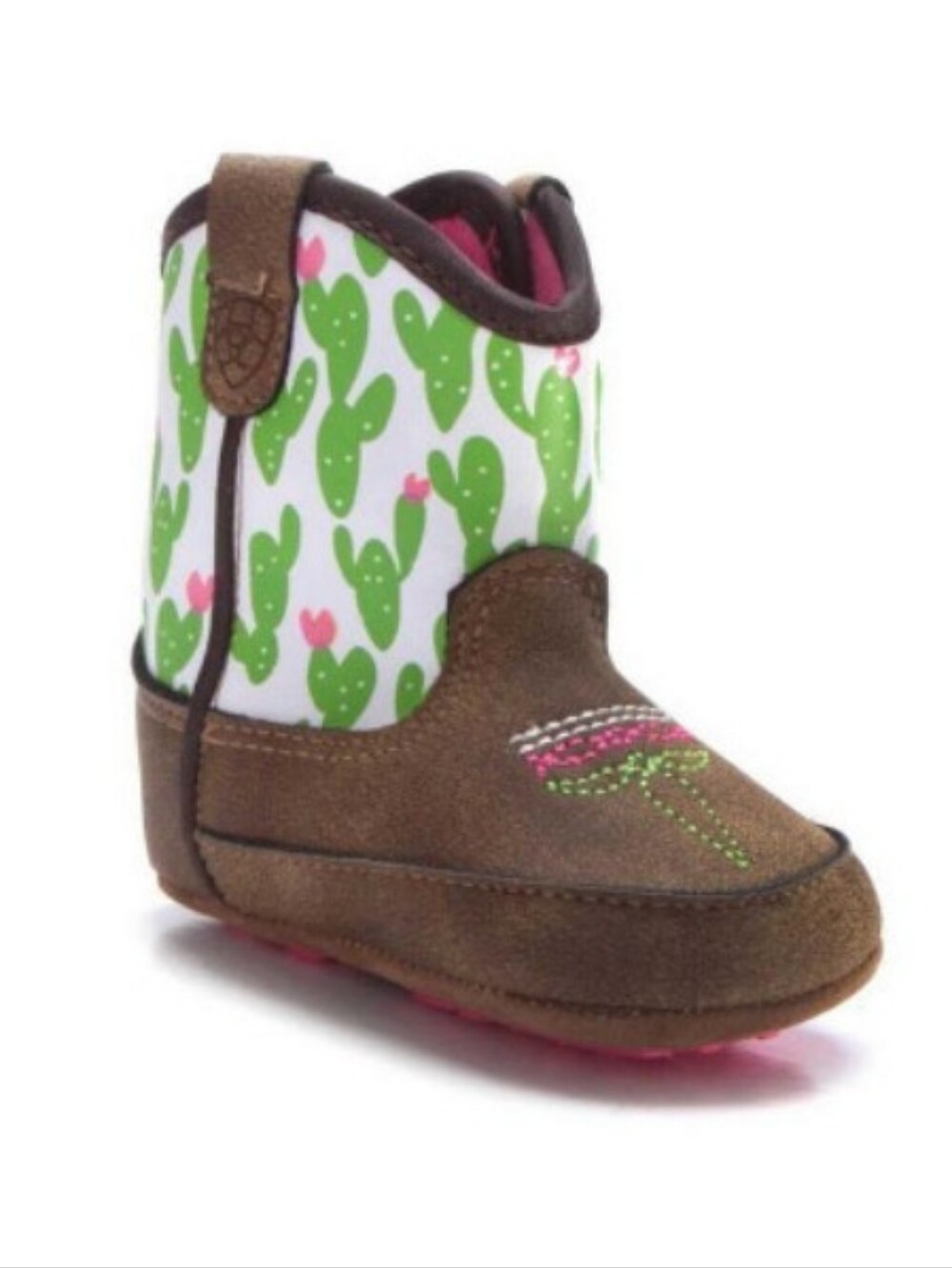 NWT Ariat Lil' Stompers Cactus Print Booties GreenBrown Baby Girl Size 0 Newborn